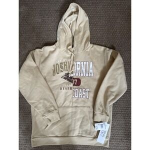 Vinyl Icons Womens‎ Hoodie Sweatshirt Sz L Beige Joshua Tree Cali Coast Pocket